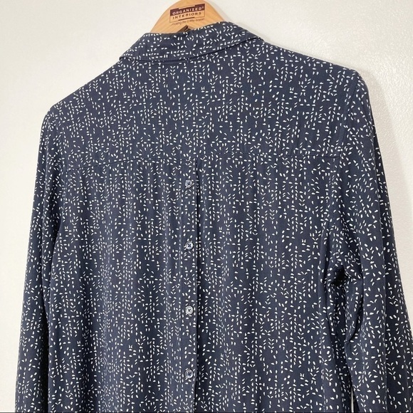 Sandwich Leaf Print Split Neck Long Sleeve Blouse Size M - Picture 7 of 14